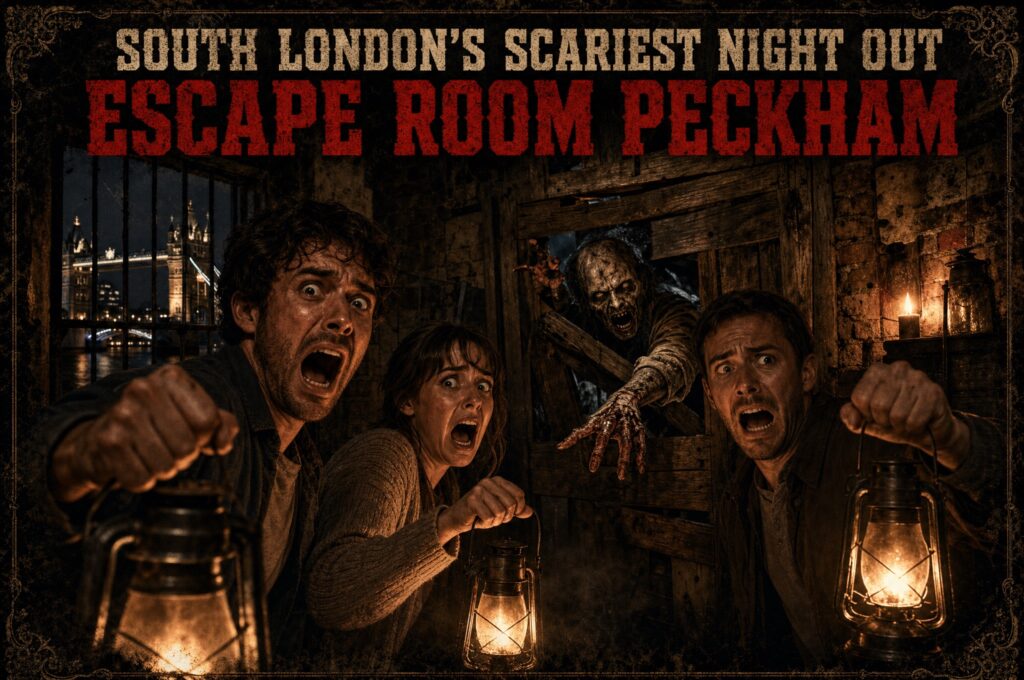 Players facing a zombie inside an escape room in Peckham, South London